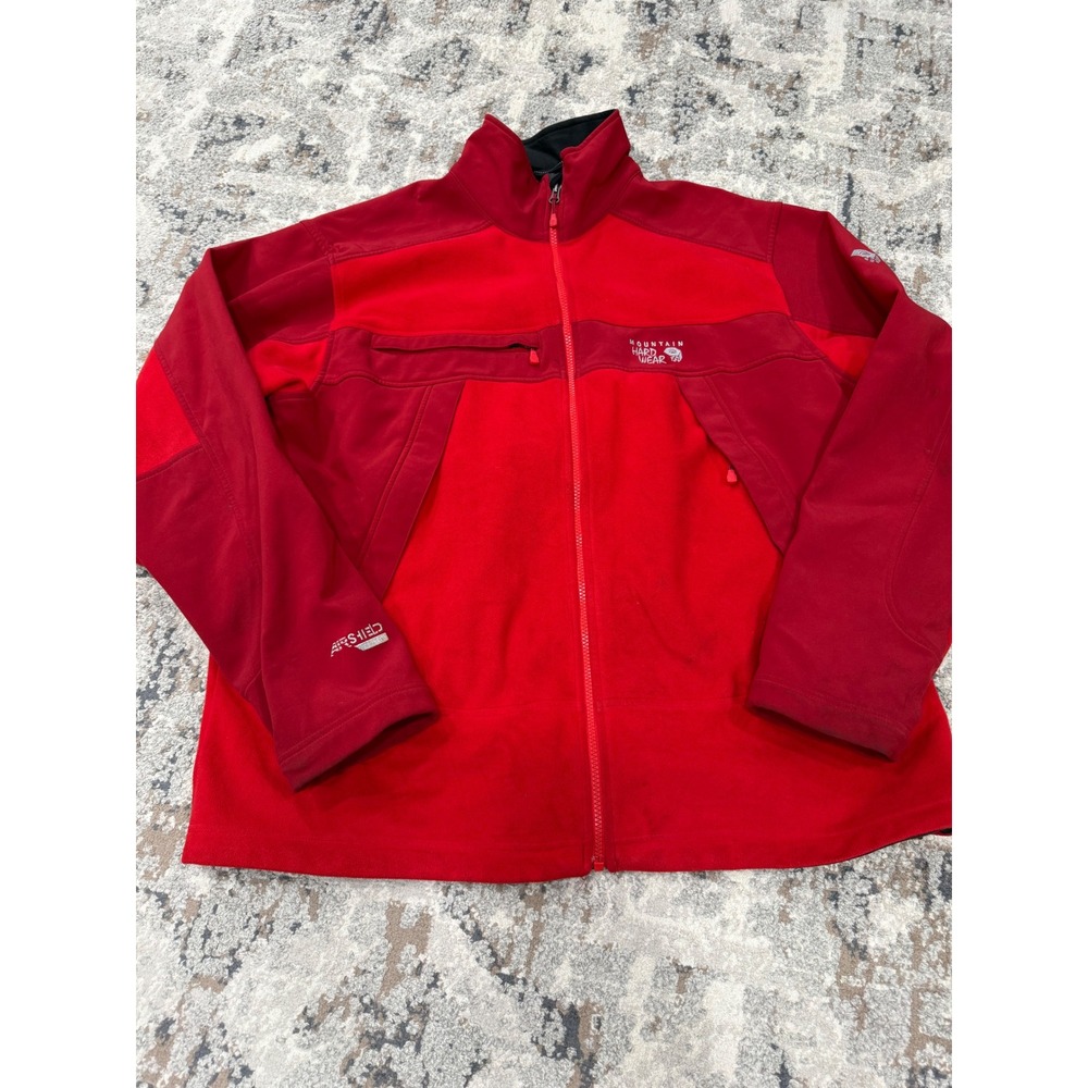 Mountain Hardwear Airshield Mens XXL Red Full Zip Fleece Technical Jacket OM4163